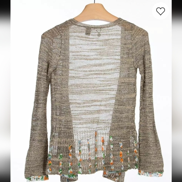 BKE Boutique BUCKLE Open Weave Cardigan Sweater Size Medium Brown Long sleeve - Picture 3 of 7